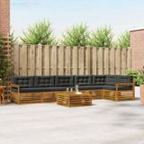 vidaXL Hoek loungeset 6 zitplekken Natuurlijk en Antraciet Acacia hout