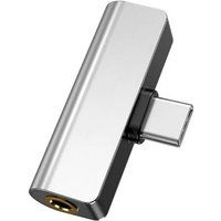Little Boutik® 2in1 Audio Adapter Type C / 3,5 mm Jack + Type C Zilverkleurige