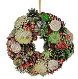 Natuurlijke krans met echte kegels, lotus-parels, bessen, wanddecoratie, deurkrans, tafelkrans, adventsdecoratie, adventskrans, kerstdecoratie, kransen, natuurlijke materialen, droge bloemen