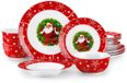 Royalty Assiettes – 16 pièces – Céramique – Blanc/Rouge – 4 personnes