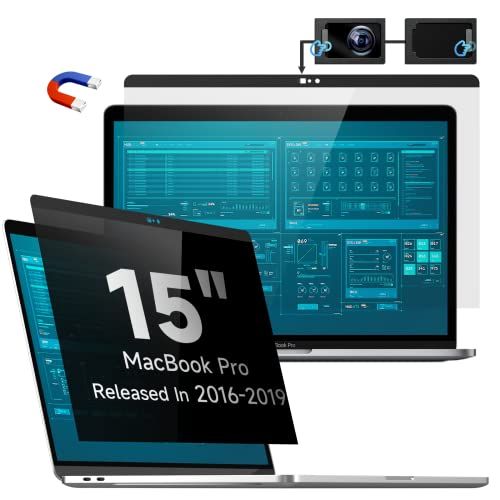 Protescreen Magnetische privacyfilter, compatibel met Apple MacBook Pro, 15 inch (2016-2019), afneembaar, anti-schittering, blauw licht, laptop, privacy, scherm, privacyfolie, inkijkbescherming voor Mac Pro 15 (A1707, A1990)