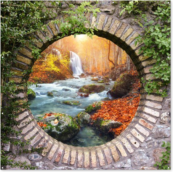 GreatGardenPosters Tuinposter Waterval - 200x200 cm - Tuindecoratie