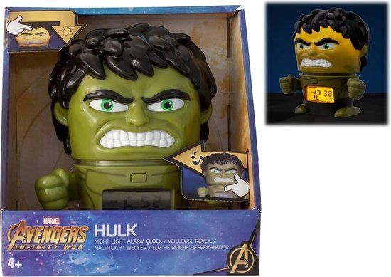Marvel Avengers Hulk wekker - Nachtlampje - Geluid - Display - 14 cm