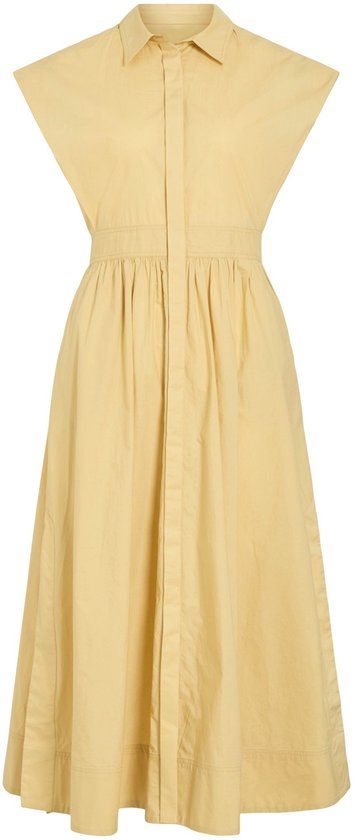 ROUGE EDIT Rouasher S/s Midi Dress Dames Jurk Geel Katoen Maat 34