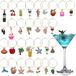 Charms pour verres à vin, identificateurs de boissons, charms pour verres à pied, marqueurs de verre, étiquettes de verre, thème voyage et plage, articles de fête, bagues à breloques - Lot de 30