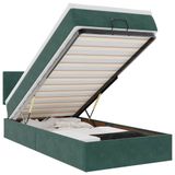 vidaXL Ottoman Bed with Mattress and LEDs 100x200 cm Velvet Dark Green