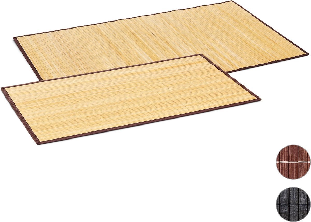 Relaxdays badmat bamboe - douchemat antislip laag - houten douchemat - versch. groottes Bruin, 100 x 80 cm