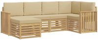 vidaXL Ensemble de canapé d'extérieur 6 pièces Blanc et Beige Polyester