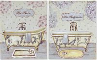 DKD Home Decor Schilderij Badkamers (20 x 3 x 25 cm) (2 Stuks)
