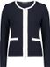 Betty Barclay 23801180 Shirt Jacke Kurz 1/1 Arm Vrouwen Katoen/Elastaan Effen Ronde hals Lange mouw Rits Steekzakken 46 Patch Dark Blue/Cream