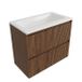 Saniclass Holz Atelier Badkamermeubelset - 80x45x77.5cm - Torino solid surface wastafel wit - zonder kraangat - 2 lades - mat walnut pure (hout) SW1420803/SW1471856