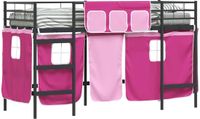 vidaXL Bunkbed voor kinderen met gordijnen Zwart en roze 75 x 190 cm