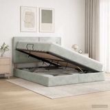 vidaXL Ottomaanse Bed met Matras en LED Lichtgrijs 140 x 190 cm