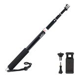 HSU Uitschuifbare selfiestick, waterdichte handgreep voor GoPro Hero 9/8/7/6/5/4, handheld monopod compatibel met mobiele telefoons en andere actiecamera's