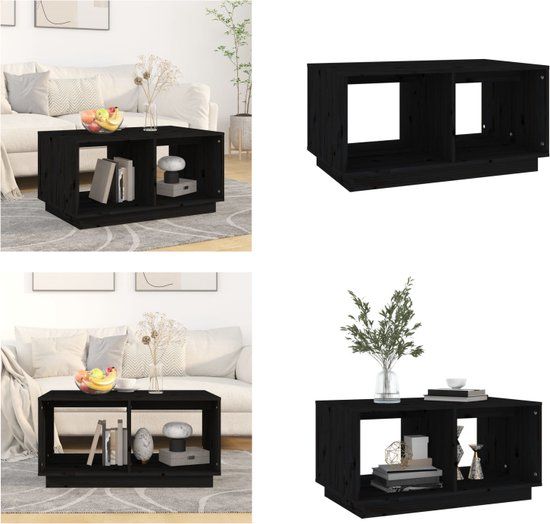 vidaXL Salontafel 80x50x40 cm massief grenenhout zwart