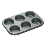 MasterClass muffinvorm met 6 vakjes met PTFE, PFOA- en BPA-vrije antiaanbaklaag, robuust 1 mm dik koolstofstaal, 27 x 18 cm cupcakevorm