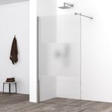 Wiesbaden Comfort Inloopdouche - 700x2000x10mm - Nano - Verre Glas met Melkglas Middenband/Chroom