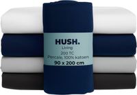 HUSH Living - Hoeslaken Percale - 100% Katoen - 200TC - Navy - 90x200+30cm