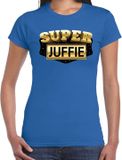 Bellatio Decorations Super Juffie cadeau t-shirt blauw voor dames - kadoshirt voor de juf / leerkracht / juffrouw / lerares L
