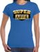 Bellatio Decorations Super Juffie cadeau t-shirt blauw voor dames - kadoshirt voor de juf / leerkracht / juffrouw / lerares L