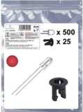 Quadrios 25O224 Assortiment de LED Rouge Rond 5 mm 2500 mcd 20 mA 2.0 V