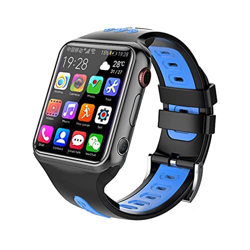 JUSHZ Smart Horloge Voor Mannen Smart Horloges Voor Vrouwen Smartwatch Voor Kinderen Met Call Functie Kind 4G Video Call WiFi Internet Beschikbaar GPS, Blauw, 47.5x40x15mm