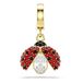 Swarovski Idyllia bedel, Verschillende slijpvormen, Lieveheersbeestje, Rood, Goudkleurige toplaag