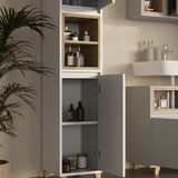 Vicco Elnor Badkamerkast – 30 x 170 cm met 2 deuren Greige/Eik