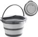 Merkloos Seau pliable en silicone (4L) pour camping, pêche, nettoyage et extérieur - Gris