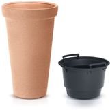 Prosperplast Plantenpot/bloempot Flower Tower - kunststof - terracotta - D40 x H60 cm - met binnenpot - tuin potten