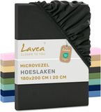 Lavea® Hoeslaken 180x200 cm – zachte en ademende microvezel – voor matrassen tot 20 cm – met elastiek rondom – oeko-tex gecertificeerd – Antraciet