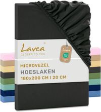 Lavea® Hoeslaken 180x200 cm – zachte en ademende microvezel – voor matrassen tot 20 cm – met elastiek rondom – oeko-tex gecertificeerd – Antraciet