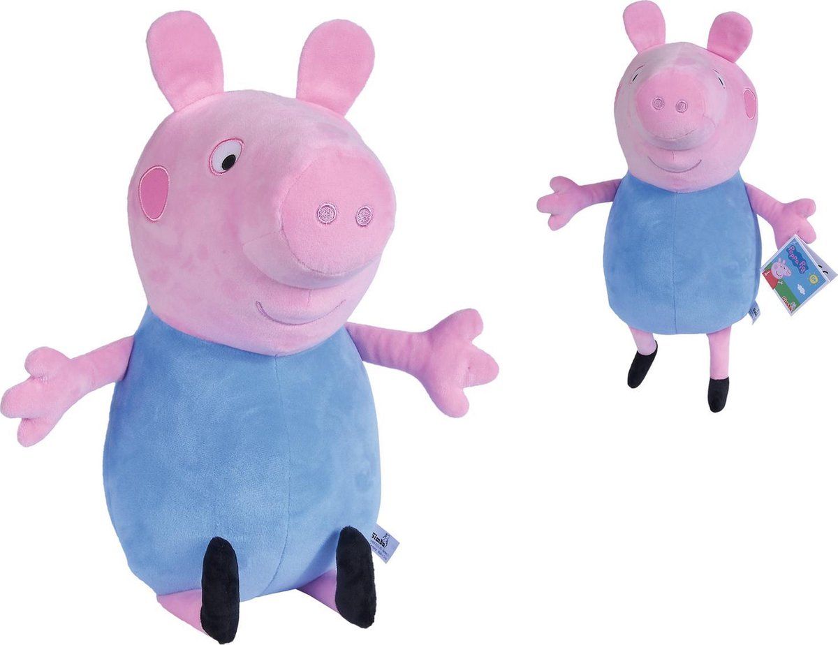 Simba Peppa Pig George Pig Knuffel - 31cm - Roze/Blauw