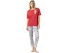 Mey Dames Pyjama Petal Paradise Korte Mouw Gebloemd Katoen Rood Maat 48