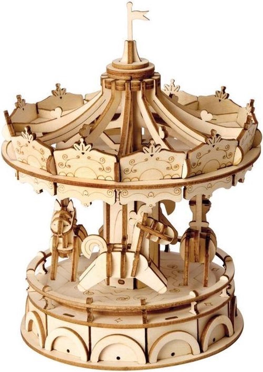 Robotime 3d-puzzel Merry Go Round 17,7 Cm Hout Naturel