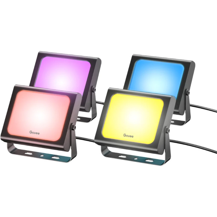 Govee H7060 RGBICWW LED Smart Flood Lights sfeerverlichting 4 stuks, IP65 weerbestendig