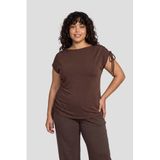 GREAT LOOKS top met gedrapeerd detail bruin