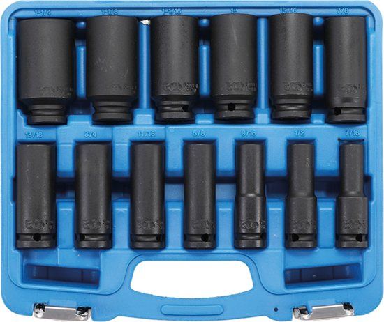 Bgs Krachtdoppenset – Impact Socket Set (Engels/ Inch/ SAE) 1/2", 13 delig 75 mm, 5208