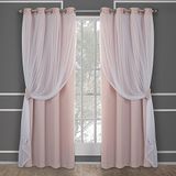 TOWN & COUNTRY LUXE Catarina gordijnen, meerlaags, massief verduisteringsgordijn en doorschijnend raamgordijn met tule oppervlak, 52 x 108 cm, Rose Blush