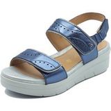 Stonefly 223652 Aqua III Limo Blue sandalen voor dames van blauw leer met hoge sleehak