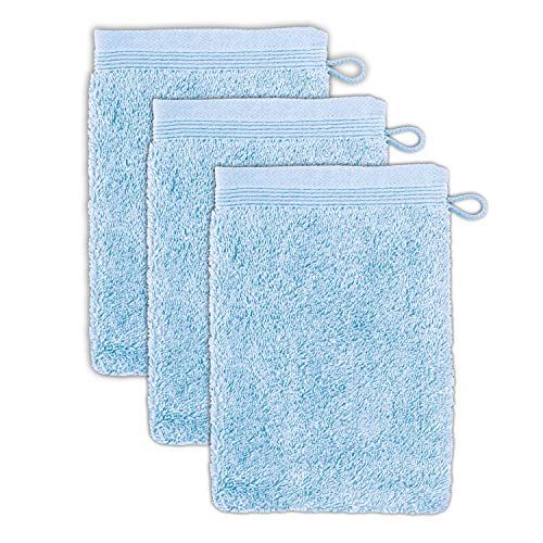 Möve Superwuschel washandje 15 x 20 cm aquamarine set van 3