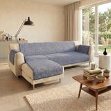 Comfort Anti-Slip Sofa Cover met chaiselongue, 240cm, Donkerblauw