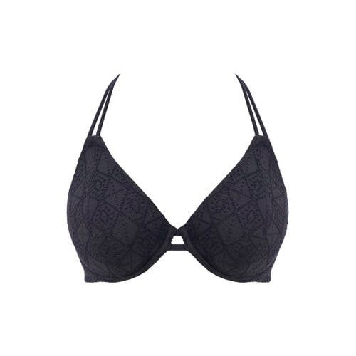Freya niet-voorgevormde crochet halter bikinitop Nomad Nights zwart