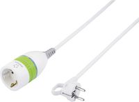 Renkforce 1362918 Stroom Verlengkabel Wit, Groen 5.00 m H05VV-F 3G 1,5 mm² Met tussenschakelaar