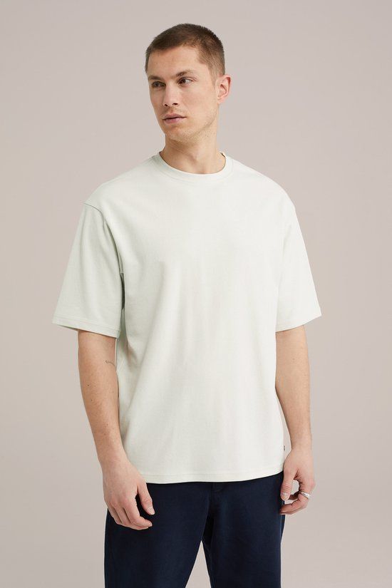 WE Fashion Heren Loose fit T-shirt Mintgroen XL