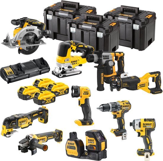 DeWALT DCK1012P4T Accu Combiset 10-delig 18V 5.0Ah | Incl. 4x Accu's | TSTAK