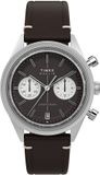 Timex Marlin Jet Chronograph Quartz Chronograaf Horloge Bruin En Zilverkleurig Kast Gemaakt Van 100% Roestvrij Staal En Een Armband Van 100% Leer 40 TW2Y24700AJ