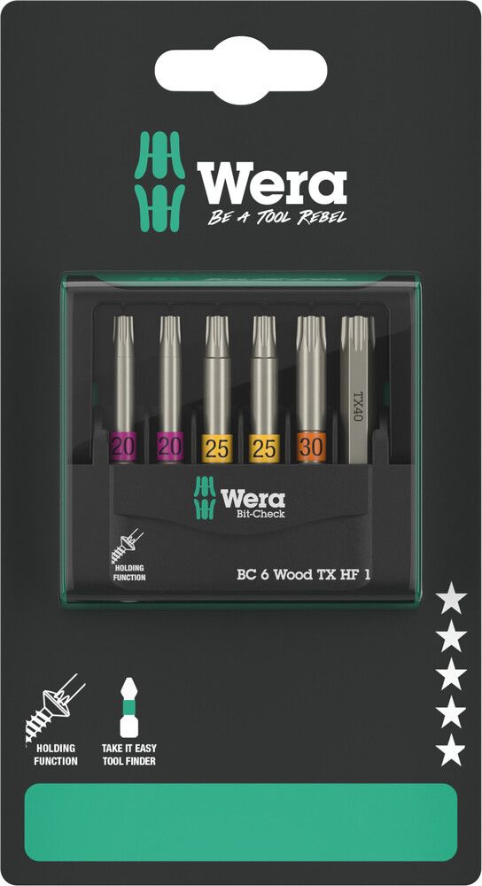 Wera 05073641001 Bit-Check 12 Wood TX HF 1 SB, bitset, 12-delig