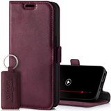 SURAZO Slim magnetische telefoonhoes voor Xiaomi 13 Ultra, klaphoes van leer, inklapbaar, echt leer met kaartenvak, RFID-bescherming, flipcase, portemonneehoes, bordeauxrood