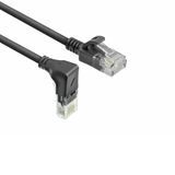 ACT Zwarte 0,5 meter U/UTP CAT6A LSZH slimline patchkabel met RJ45 connectoren, recht naar 90° haaks beneden DC3900